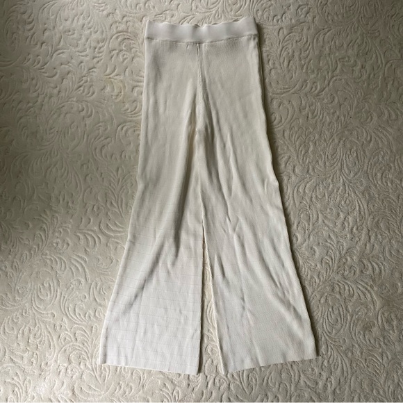 House of Harlow 1960 Cream Ribbed Wide Leg Pants - Picture 2 of 7